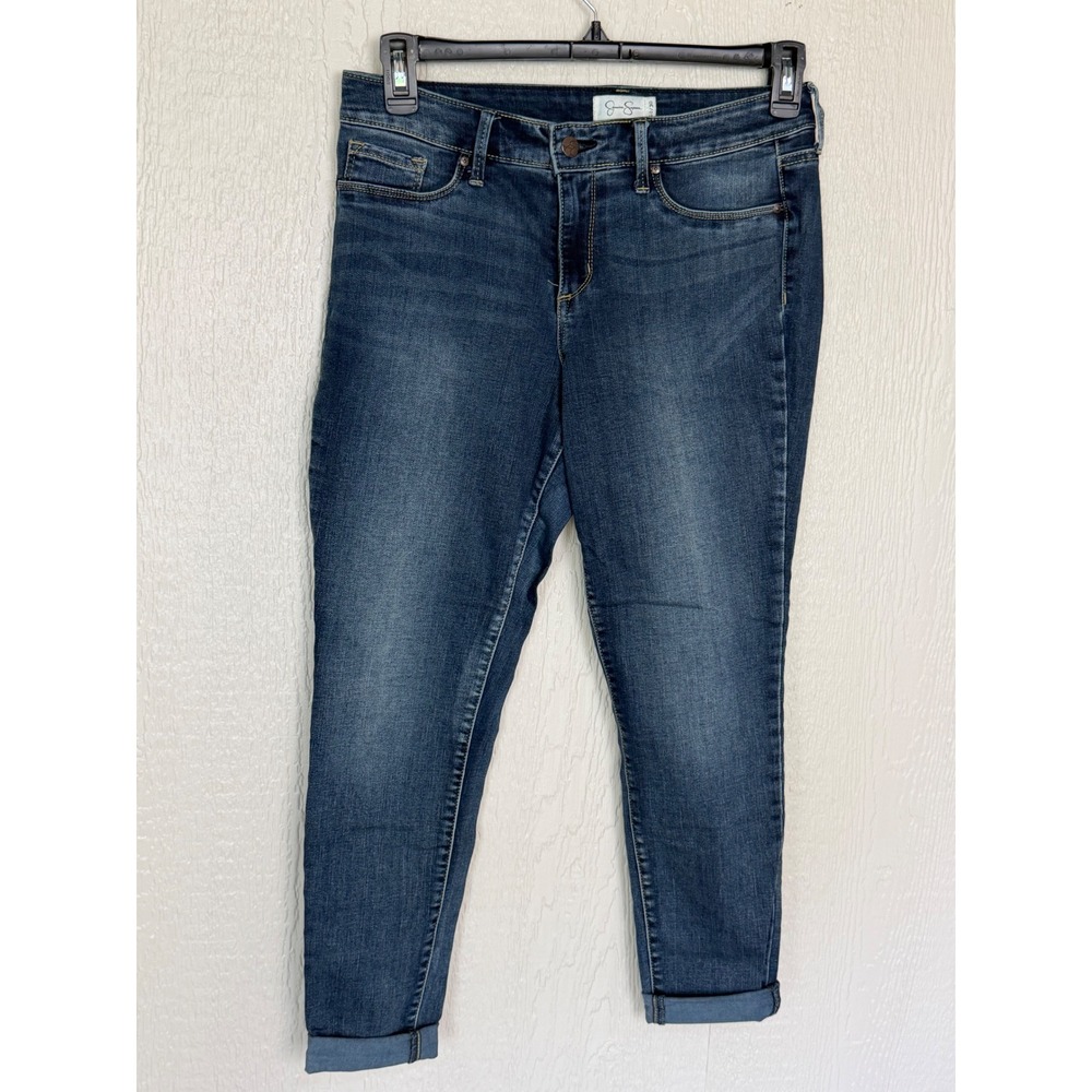 Jessica Simpson Kiss Me Skinny Jeans Womens 10/30 Blue Denim Cuffed Stretch